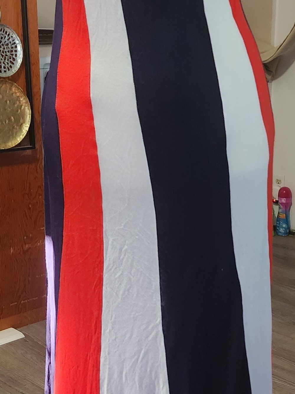 VENUS Bold Vertical Stripe Maxi Dress in Red, Navy & White Sz Med